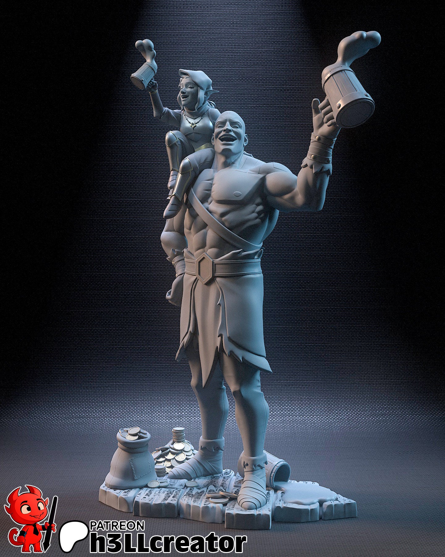 Grog and Pike from Critical Role - Legends of Vox Machina (fan art) | Miniature scale 1:15 | h3LL Creator | DIY Model Kit