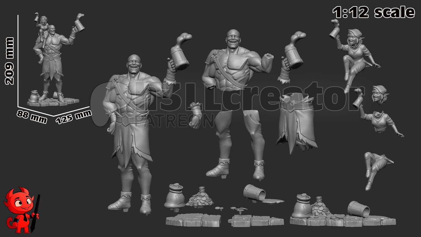 Grog and Pike from Critical Role - Legends of Vox Machina (fan art) | Miniature scale 1:15 | h3LL Creator | DIY Model Kit