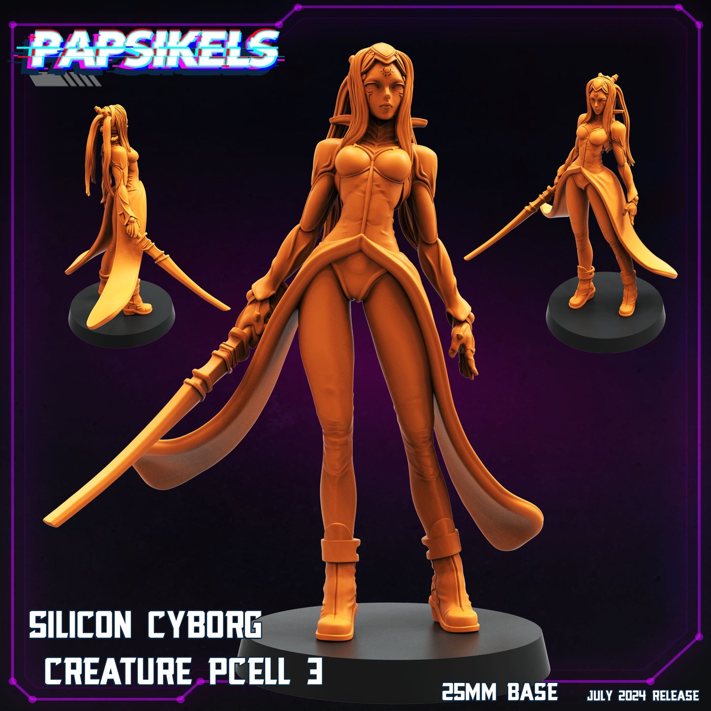 Cyberpunk, Silicon Cyborg Creature - Pcell- Blame Anime, Papsikels, 32mm or 75mm Mini