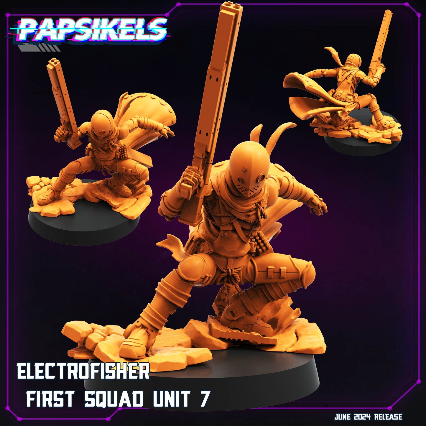 Cyberpunk, Electrofisher First Squad Units - Anime, Papsikels, 32mm Mini