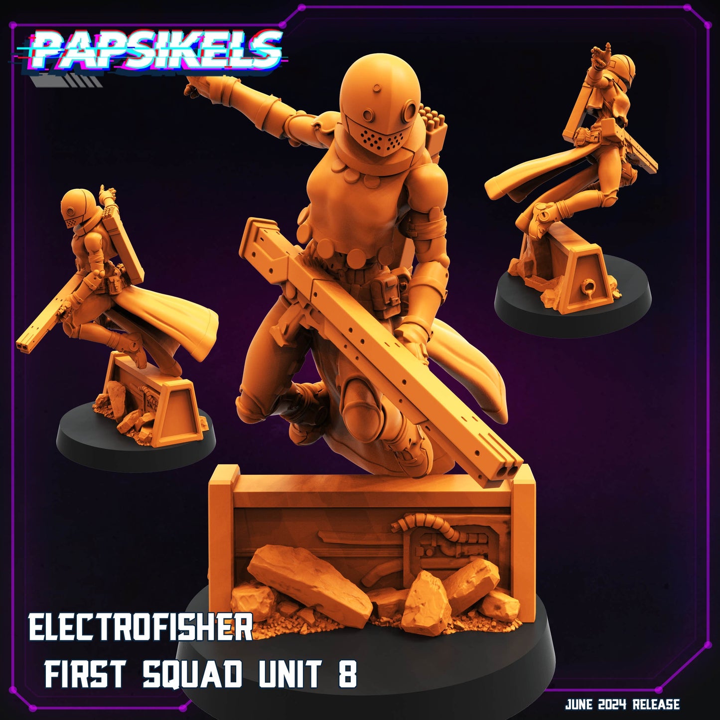 Cyberpunk, Electrofisher First Squad Units - Anime, Papsikels, 32mm Mini