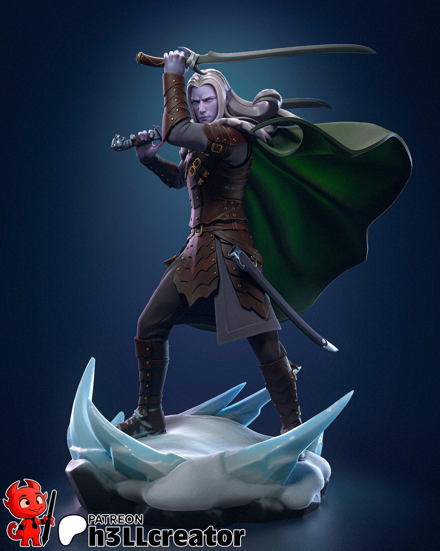 Drizzt Do'Urden - Dungeons and Dragons (fan art) | Miniature scale 1:15 | h3LL Creator | DIY Model Kit