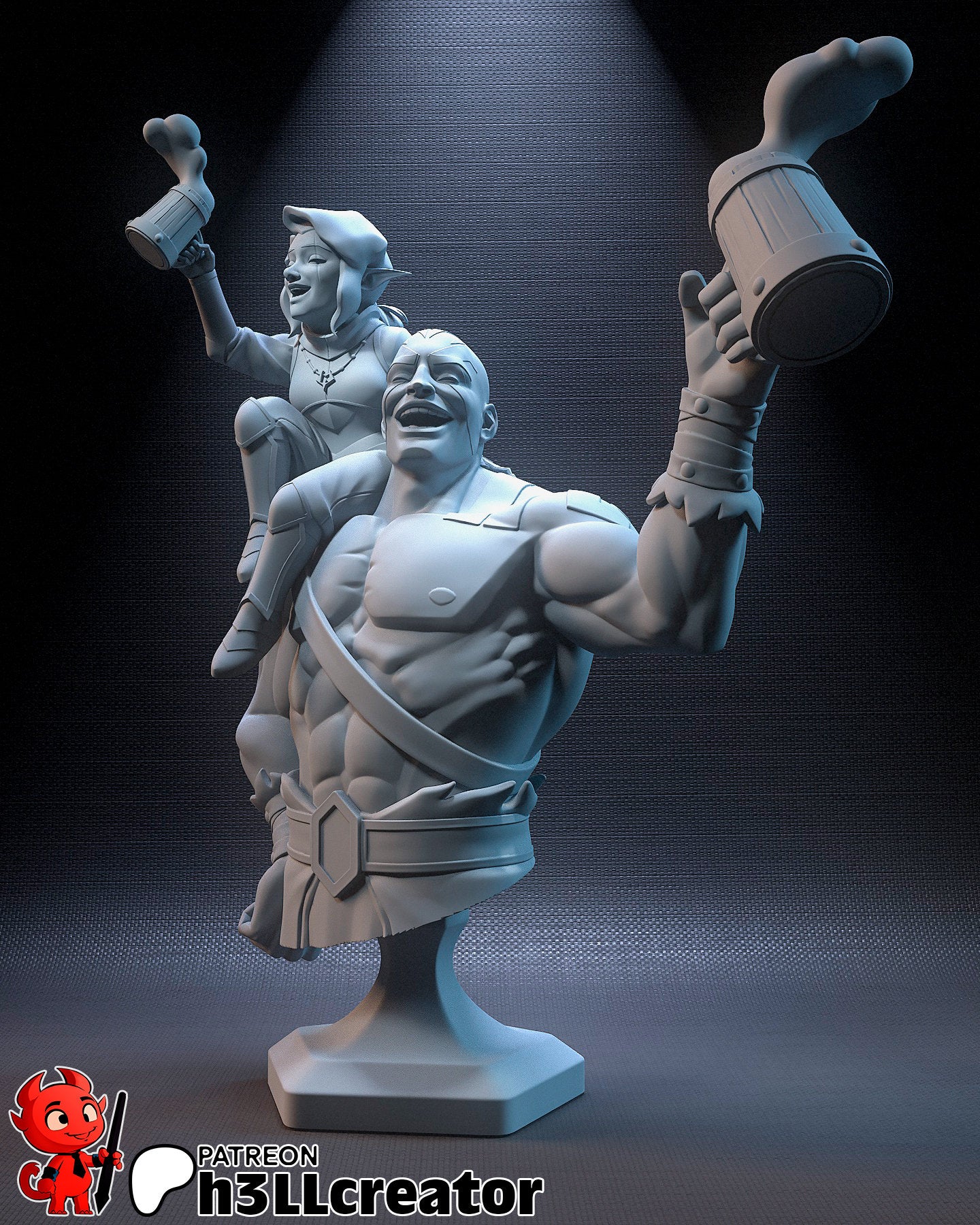 Grog and Pike from Critical Role - Legends of Vox Machina (fan art) | Miniature scale 1:15 | h3LL Creator | DIY Model Kit