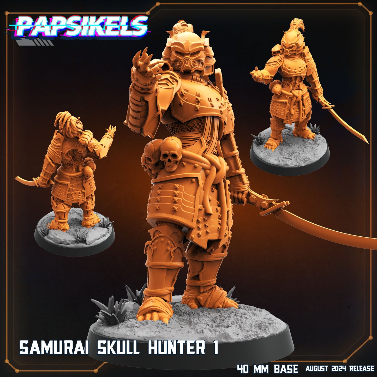 Skull Hunters - Samurai Skull Hunter Tiboar, Papsikels, Resin - Tabletop miniature - 32mm