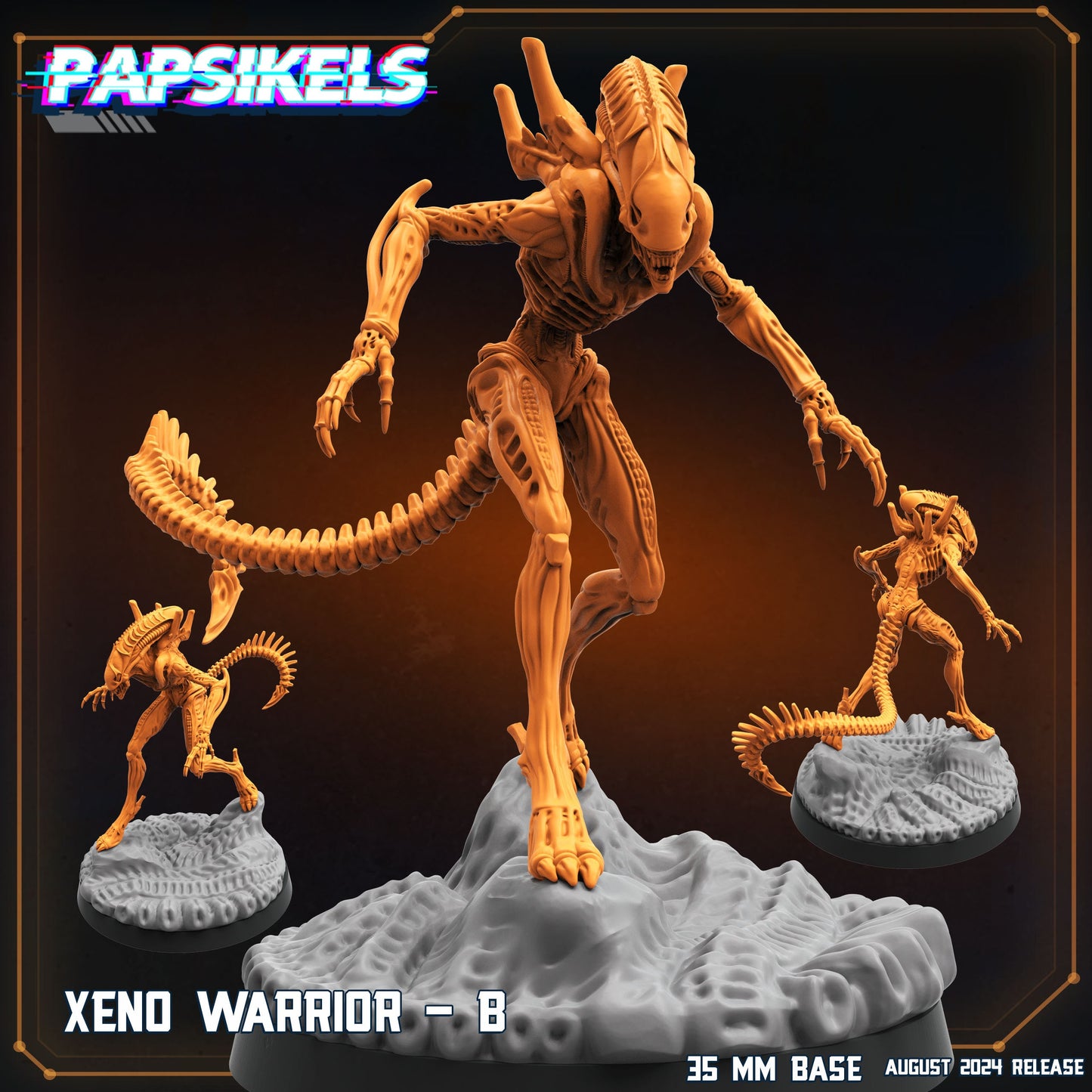 Alien Xenomorph Warriors 32mm Miniature for Sci-Fi RPG, Tabletop Gaming - Papsikels Resurgence Collection