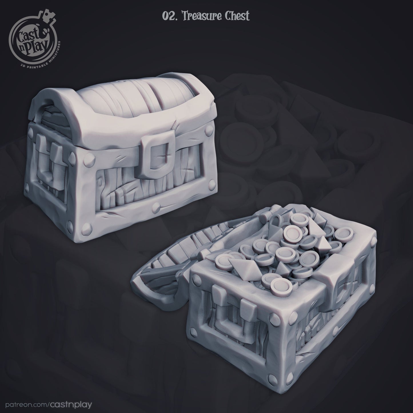 Treasure Chest | Throwback | August 2024 | 32mm Scale | CastNPlay | Dungeons and Dragons | TTRPG | Resin Miniatures