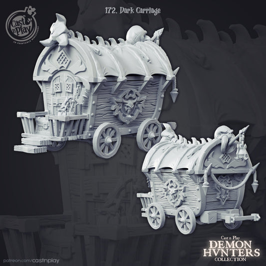 Dark Carriage | Throwback | August 2024 | 32mm Scale | CastNPlay | Dungeons and Dragons | TTRPG | Resin Miniatures