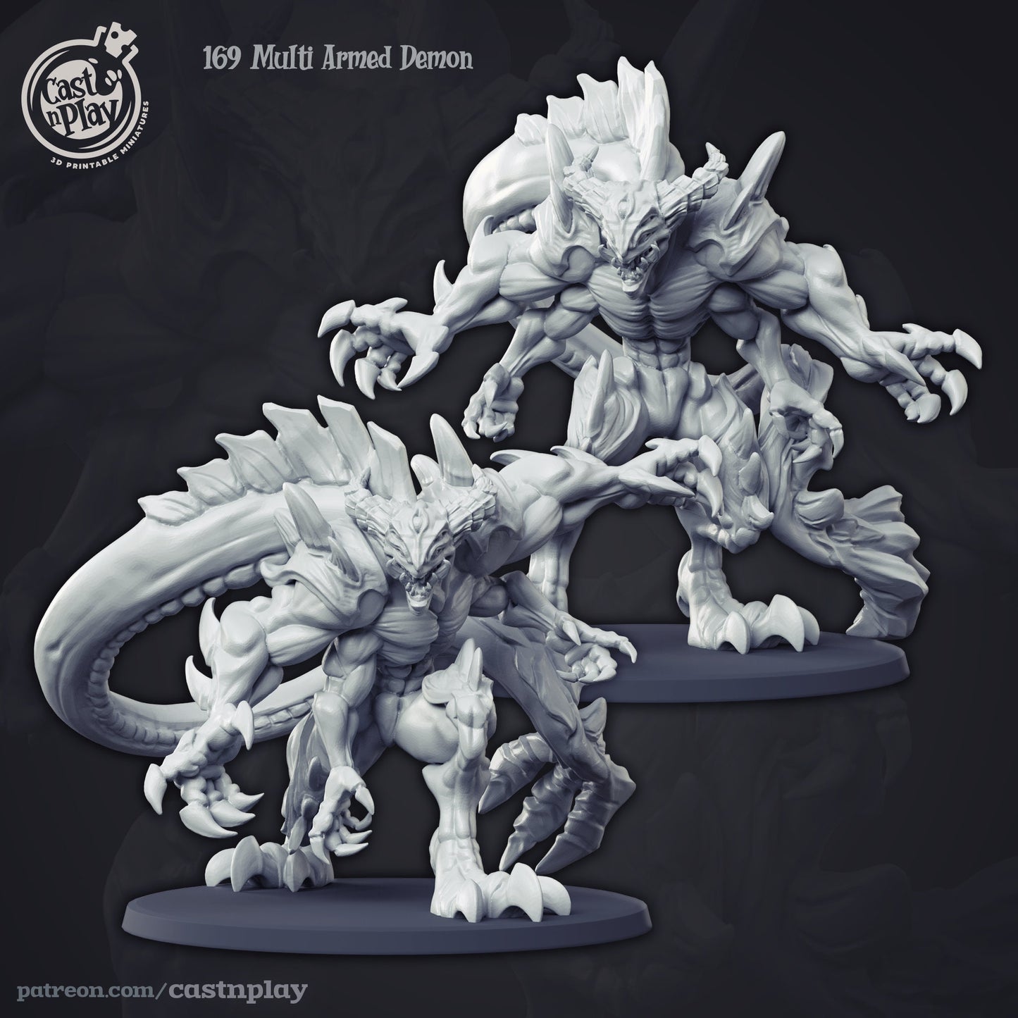 Multi Armed Demon | Demon Hunters | March 2020 | 32mm Scale | 60mm Base | CastNPlay | Dungeons and Dragons | TTRPG | Resin Miniatures