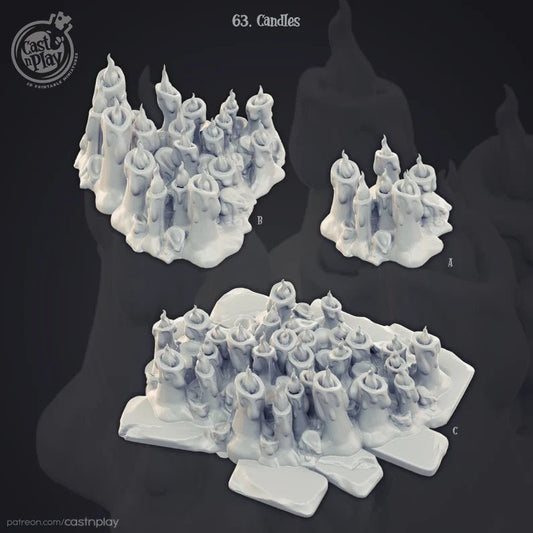 Candles Set of 3 | Shadows Reborn| July 2019 | 32mm Scale | CastNPlay | Dungeons and Dragons | TTRPG | Resin Miniatures