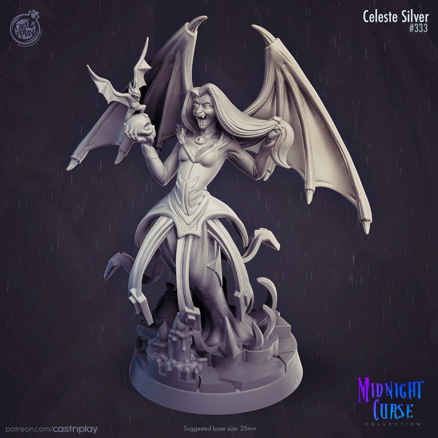 Celeste Silver | Throwback | August 2024 | 32mm Scale | 25mm Base | CastNPlay | Dungeons and Dragons | TTRPG | Resin Miniatures