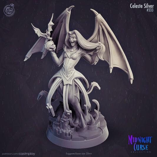 Celeste Silver | Throwback | August 2024 | 32mm Scale | 25mm Base | CastNPlay | Dungeons and Dragons | TTRPG | Resin Miniatures