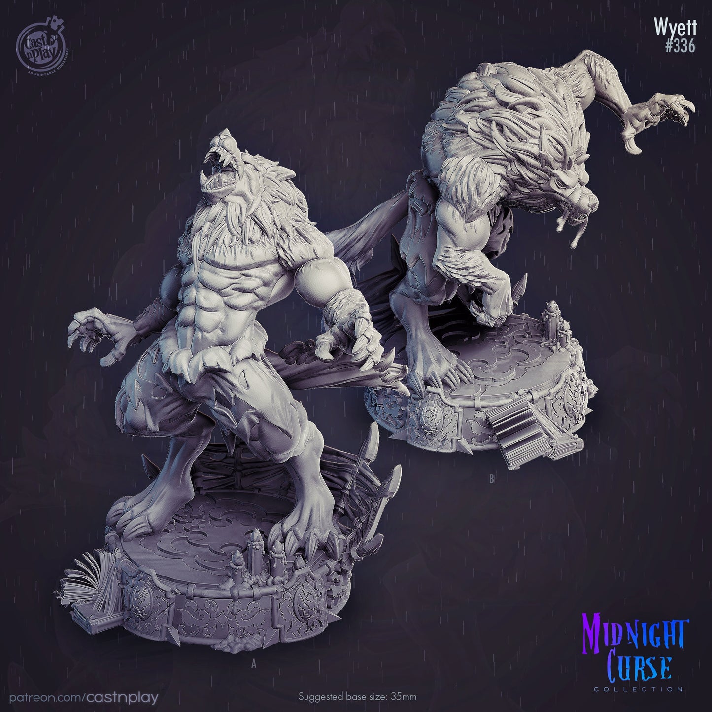 Wyett - Werewolf | Throwback | August 2024 | 32mm Scale | 35mm Base | CastNPlay | Dungeons and Dragons | TTRPG | Resin Miniatures