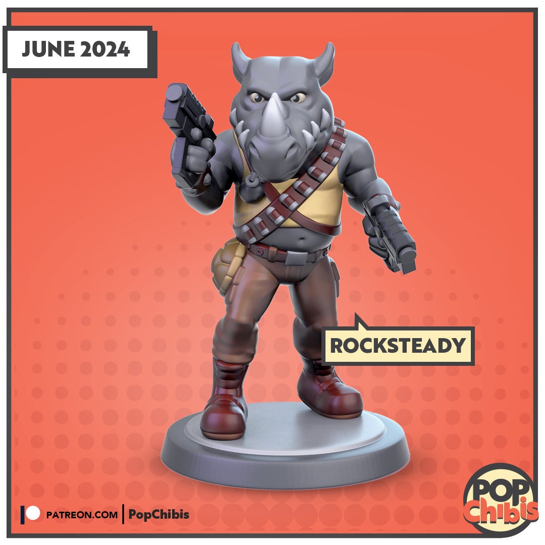 TMNT - Rocksteady Chibi | KS | 75mm Scale | Pop Minis | Pop Chibis | Resin Miniatures