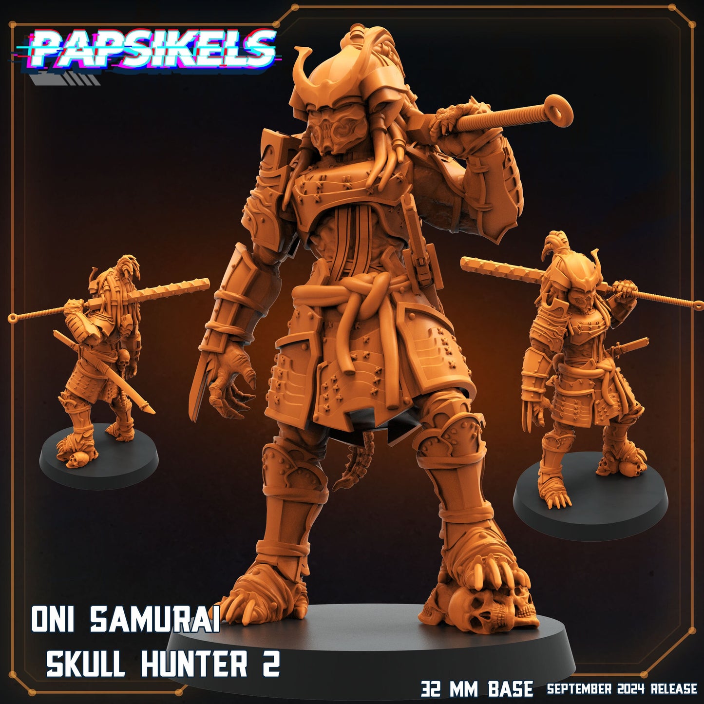 Skull Hunters - Oni Samurai Skull Hunters, Papsikels, Resin - Tabletop miniature - 32mm