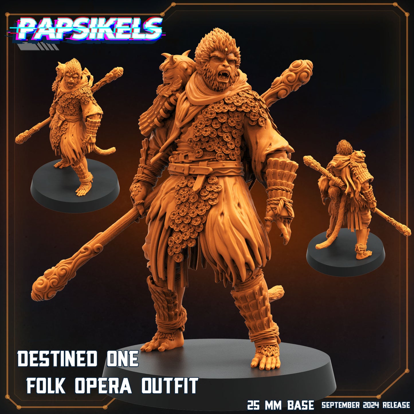 Destined One Folk Opera Outfit | Black Myth Wukong | Papsikels, Resin Miniature - Tabletop Miniature - 32mm or 75mm