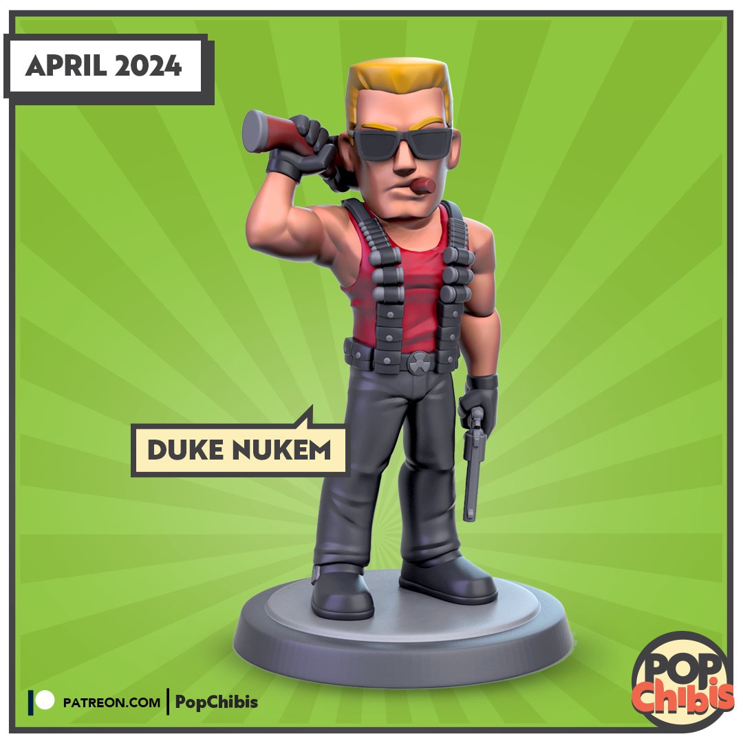 Duke Nukem Chibi | KS | 75mm Scale | Pop Minis | Pop Chibis | Resin Miniatures