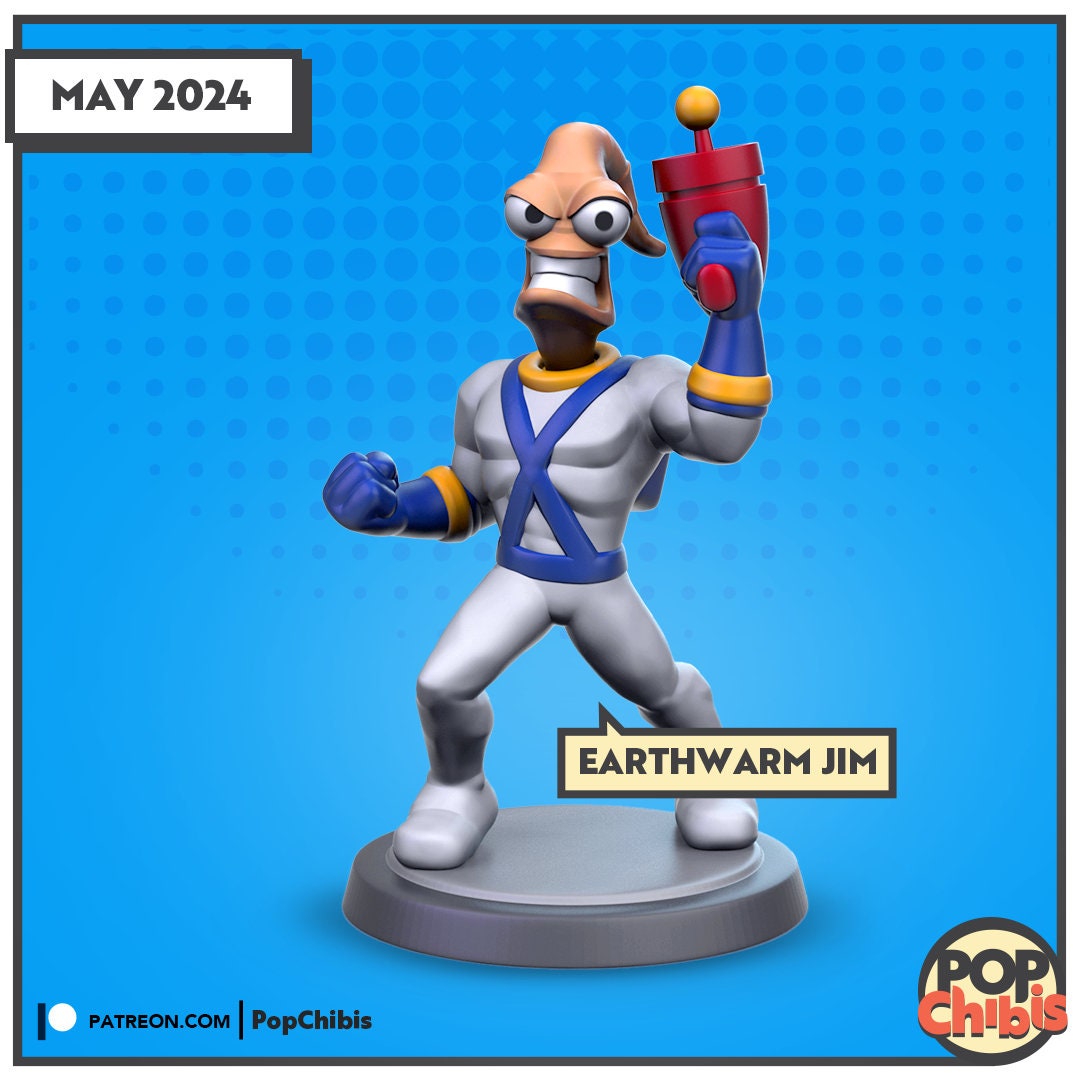 Earthworm Jim Chibi | KS | 75mm Scale | Pop Minis | Pop Chibis | Resin Miniatures