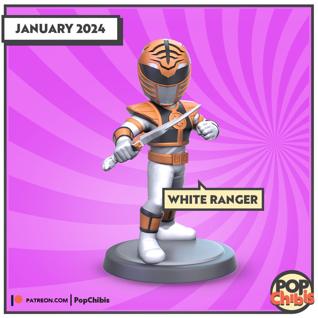 Power Rangers - White Ranger Chibi | KS | 75mm Scale | Pop Minis | Pop Chibis | Resin Miniatures