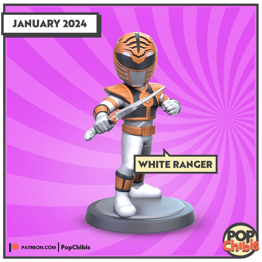 Power Rangers - White Ranger Chibi | KS | 75mm Scale | Pop Minis | Pop Chibis | Resin Miniatures