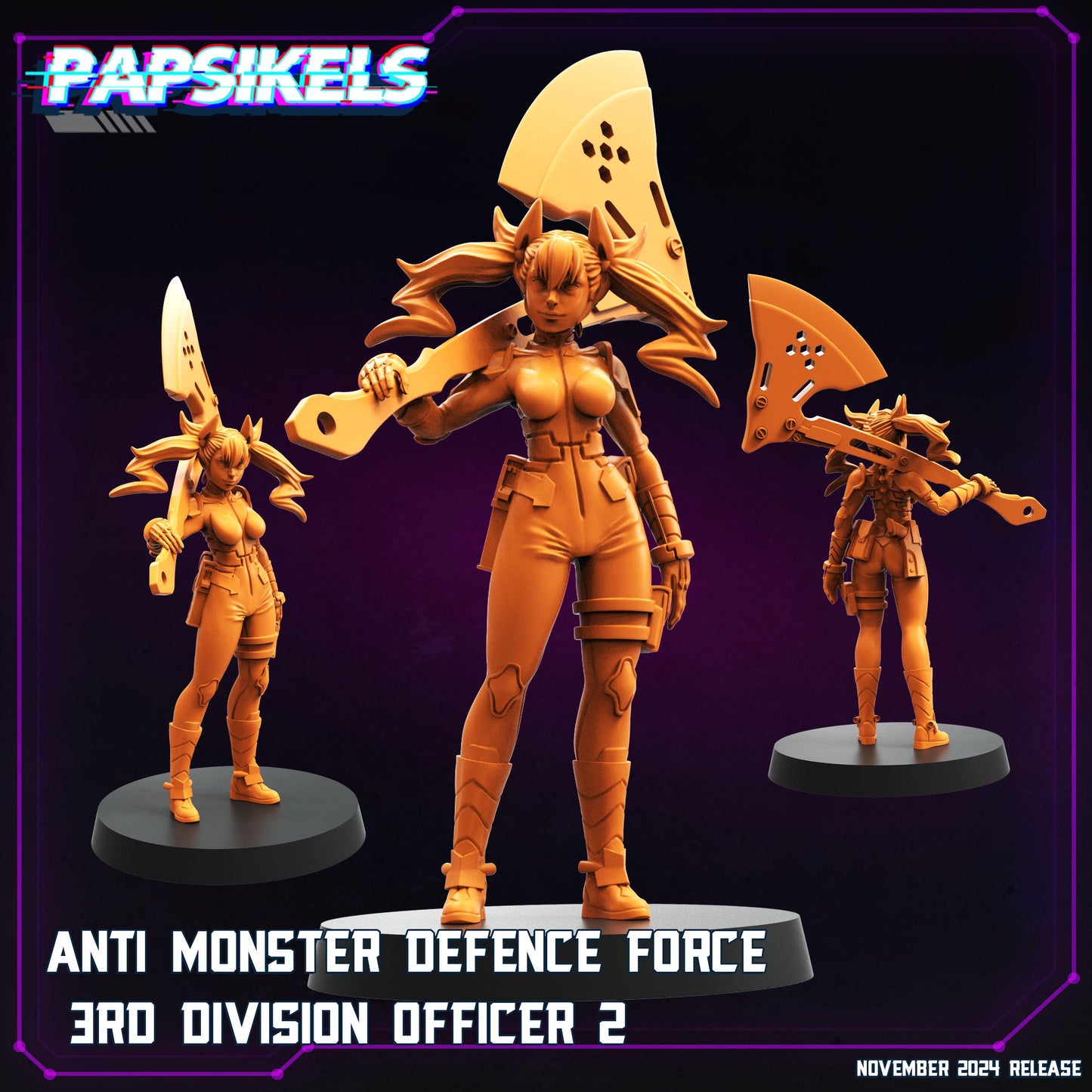 Cyberpunk, Anti Monster Defence Force, Papsikels, 32mm Mini
