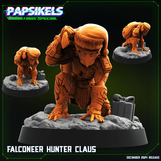 Falconeer Hunter Claus - Christmas 2024, miniature sculpted by Papsikels. Mini wargaming/ Wargames/ TTRPG/ 32mm