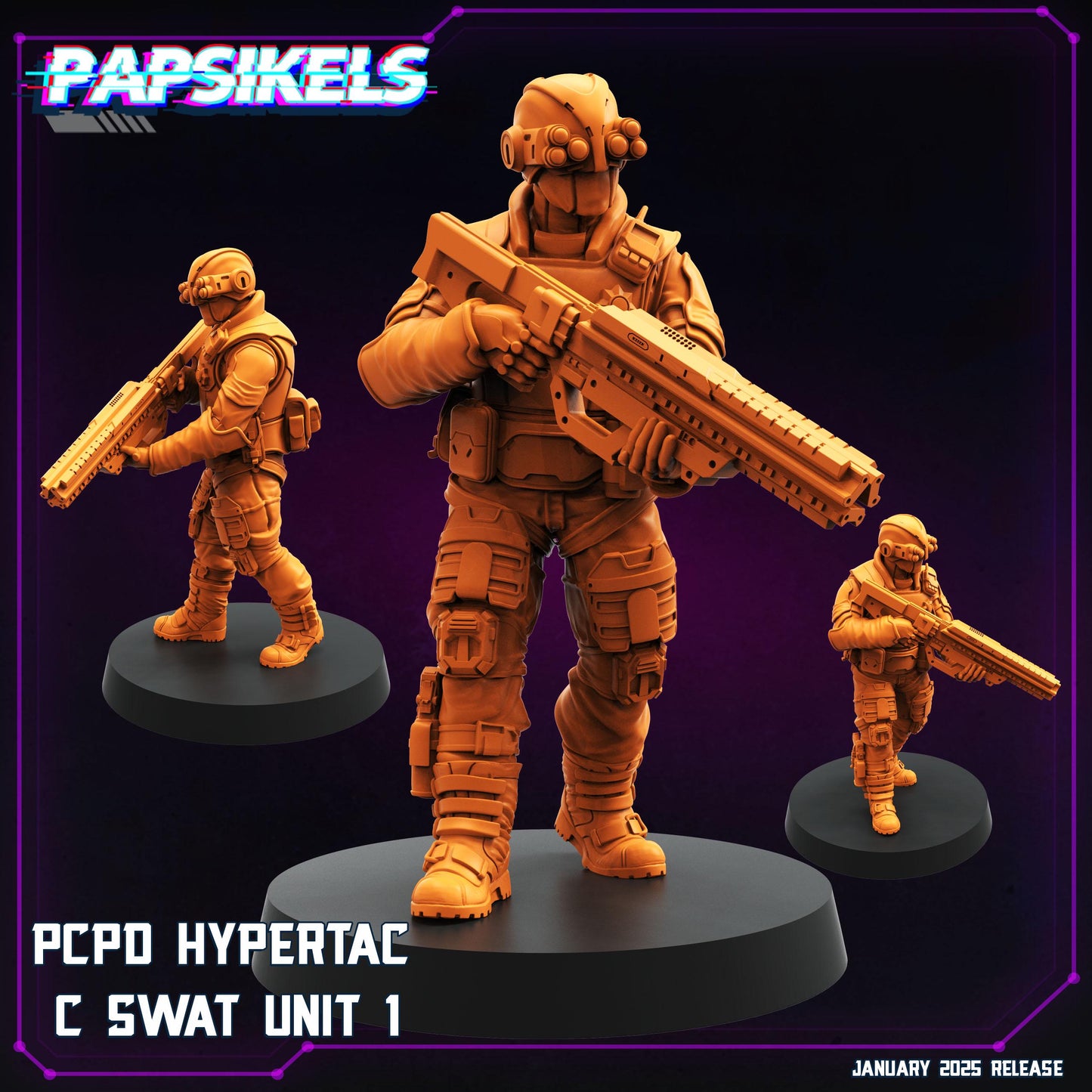 Cyberpunk PCPD Hypertac C Swat Units | Papsikels, Resin Miniature - Tabletop Miniature - 32mm