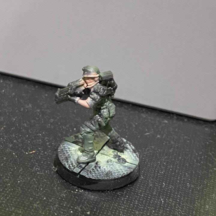 Female Colonist Marine Miniature: Pvt Kiki Yukito - 32mm Sci-Fi Alien Hunter Figure for Tabletop Gaming