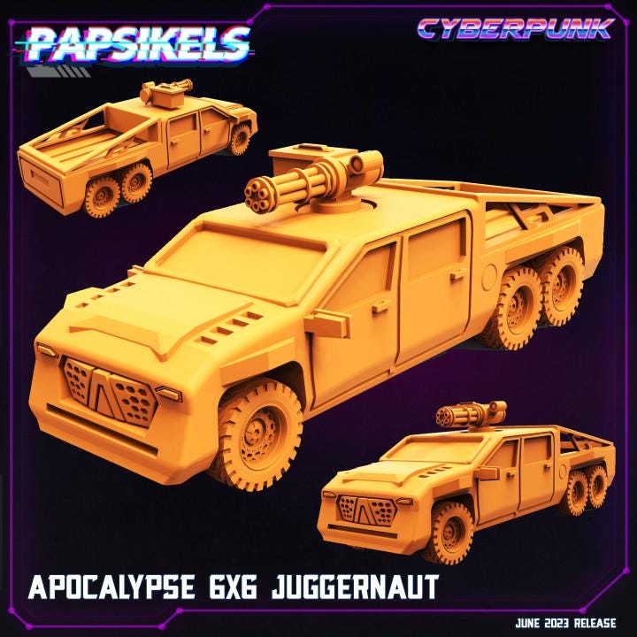 Apocalyptic 6x6 Juggernaut Miniature - 32mm Cyberpunk Sculpt for Wargaming and Tabletop RPGs