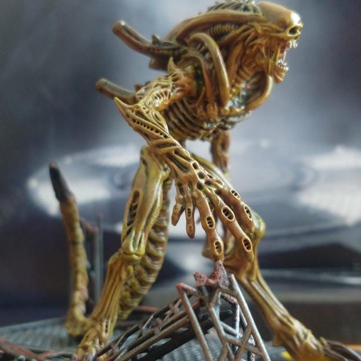 Xenomorph Royal Brood Horrors: 32mm Gigerian Miniature for Alien-Inspired RPG and Tabletop Gaming