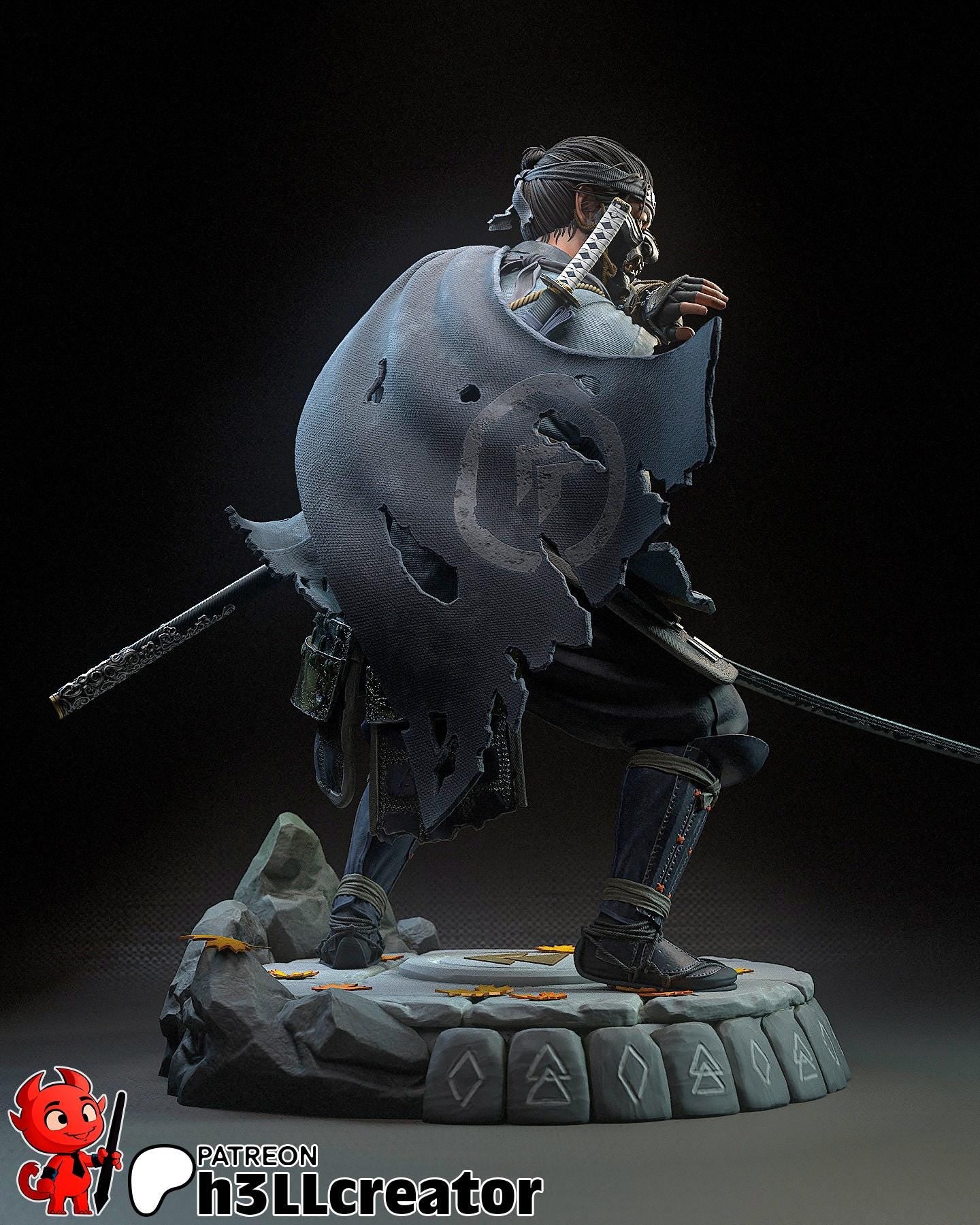 Jin Sakai from Ghost of Tsushima (fan art) | Full Model | Miniature scale 1:12 | h3LL Creator | DIY Model Kit