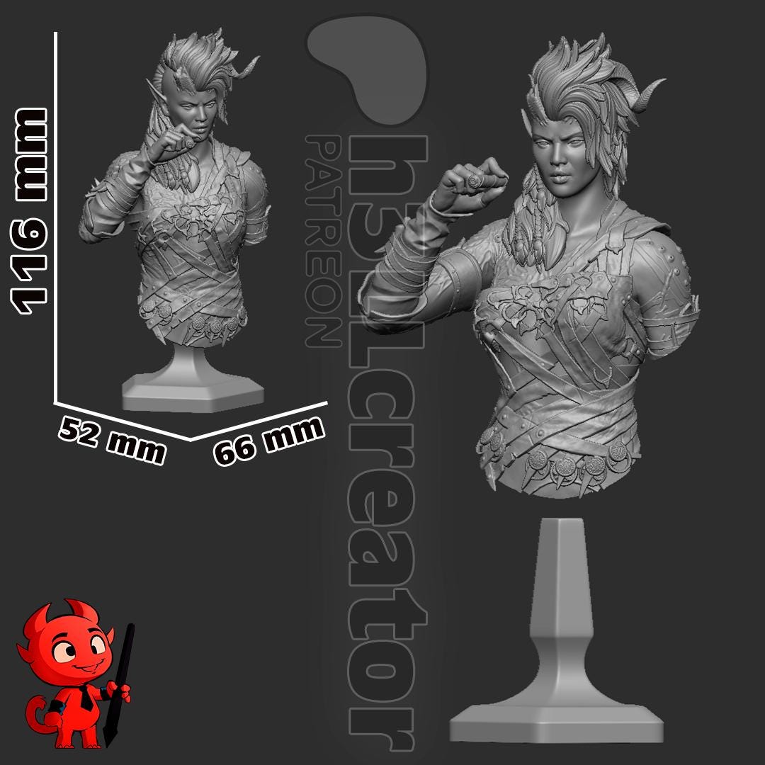 Karlach from Baldur's Gate 3 (fan art) | Full Model or Bust | Miniature scale 1:12 | h3LL Creator | DIY Model Kit