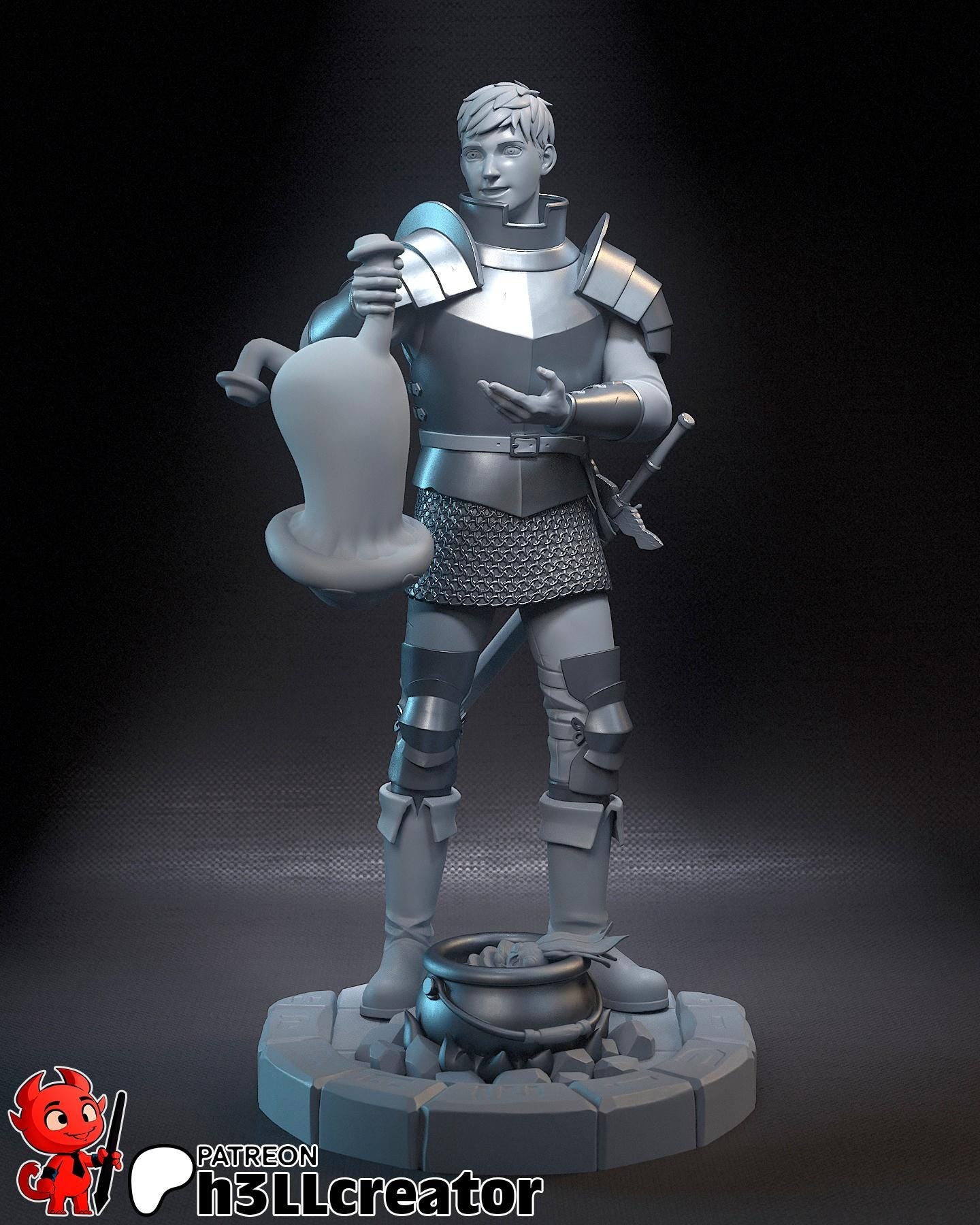 Laios from Delicious in Dungeon (fan art) | Full Model or Bust | Miniature scale 1:12 | h3LL Creator | DIY Model Kit