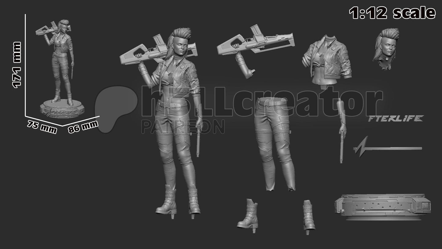 Rogue Amendiares from Cyberpunk 2077 (fan art) | Full Model or Bust | Miniature scale 1:12 | h3LL Creator | DIY Model Kit