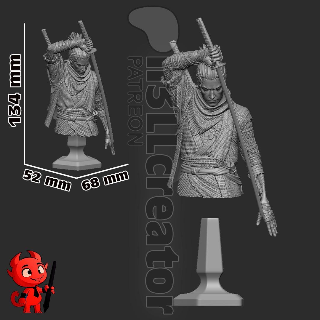 Wolf from Sekiro Shadows Die Twice (fan art) | Full Model or Bust | Miniature scale 1:12 | h3LL Creator | DIY Model Kit
