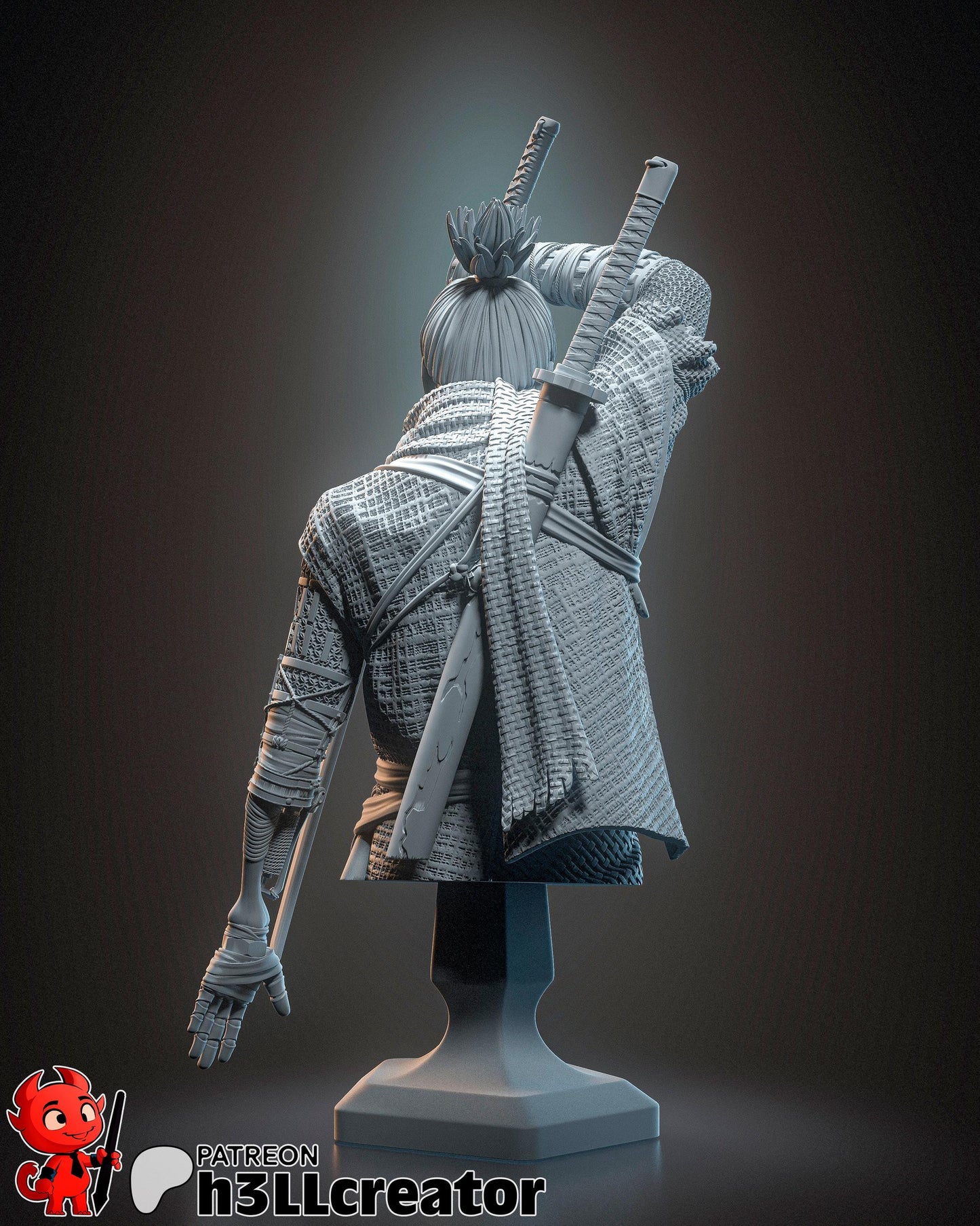 Wolf from Sekiro Shadows Die Twice (fan art) | Full Model or Bust | Miniature scale 1:12 | h3LL Creator | DIY Model Kit