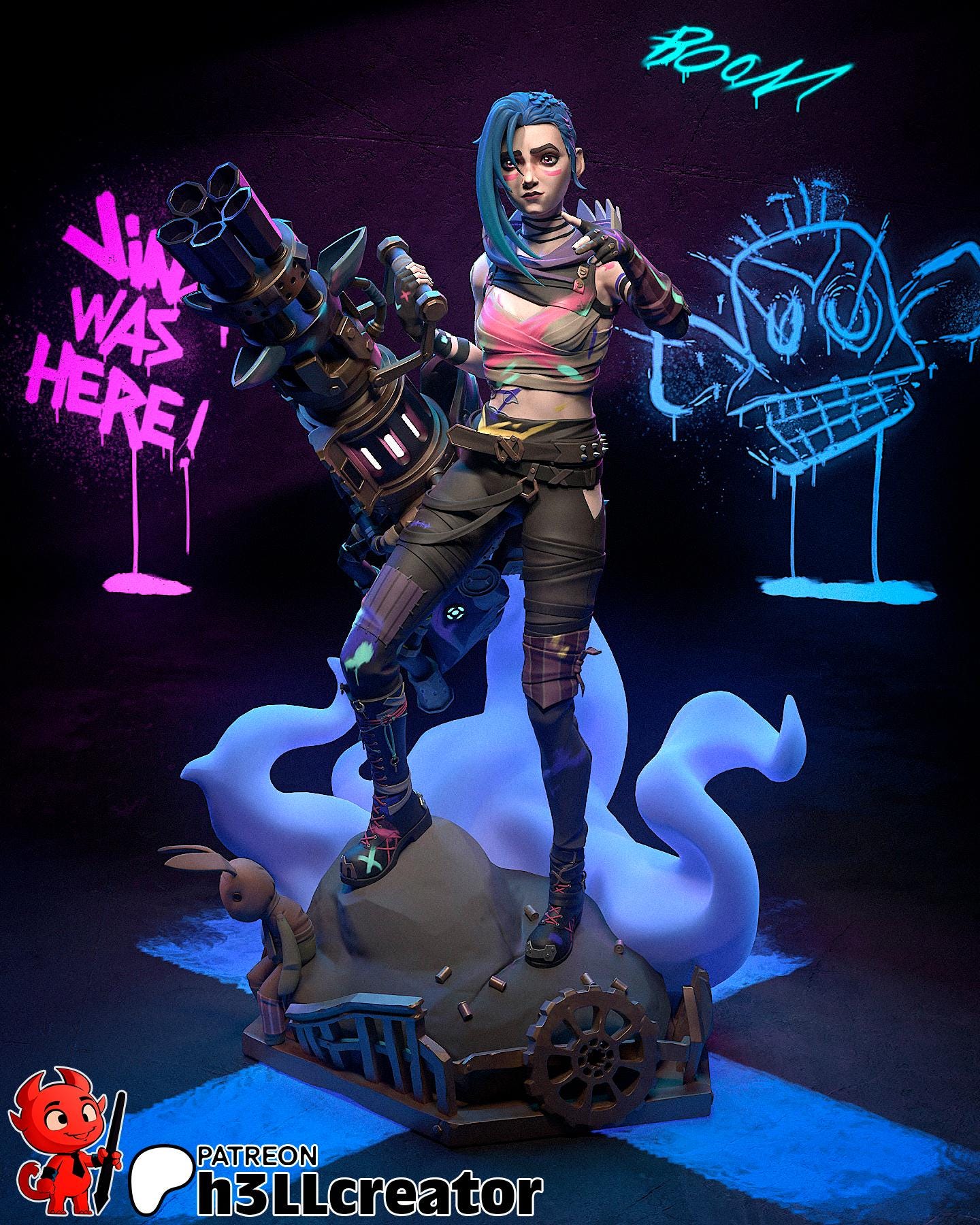 Jinx from Arcane (fan art) | Full Model or Bust | Miniature scale 1:12 | h3LL Creator | DIY Model Kit
