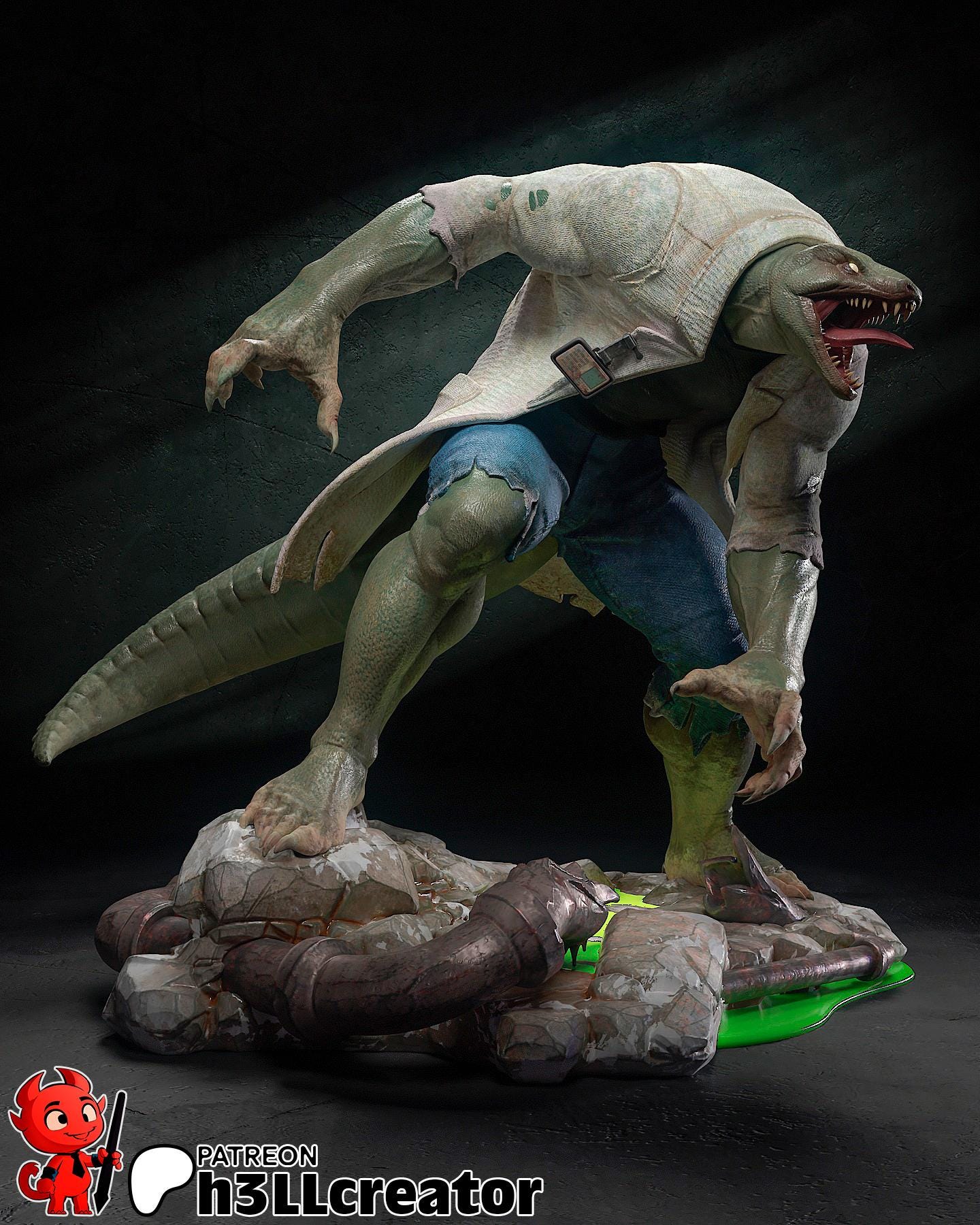 Lizard (Dr. Curtis "Curt" Connors) from Spider Man (Marvel) (fan art) | Miniature scale 1:15 | h3LL Creator | DIY Model Kit