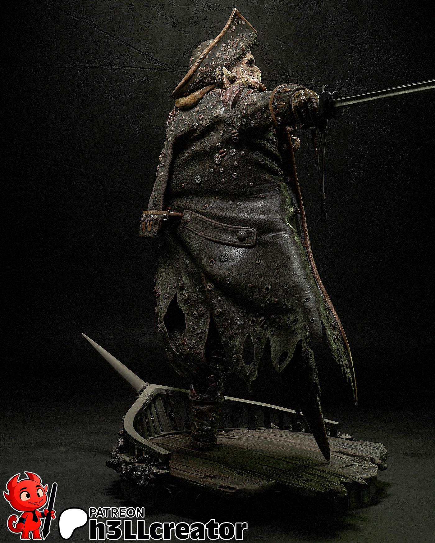 Davy Jones from Pirates of the Caribbean (fan art) | Full Model or Bust | Miniature scale 1:12 | h3LL Creator | DIY Model Kit