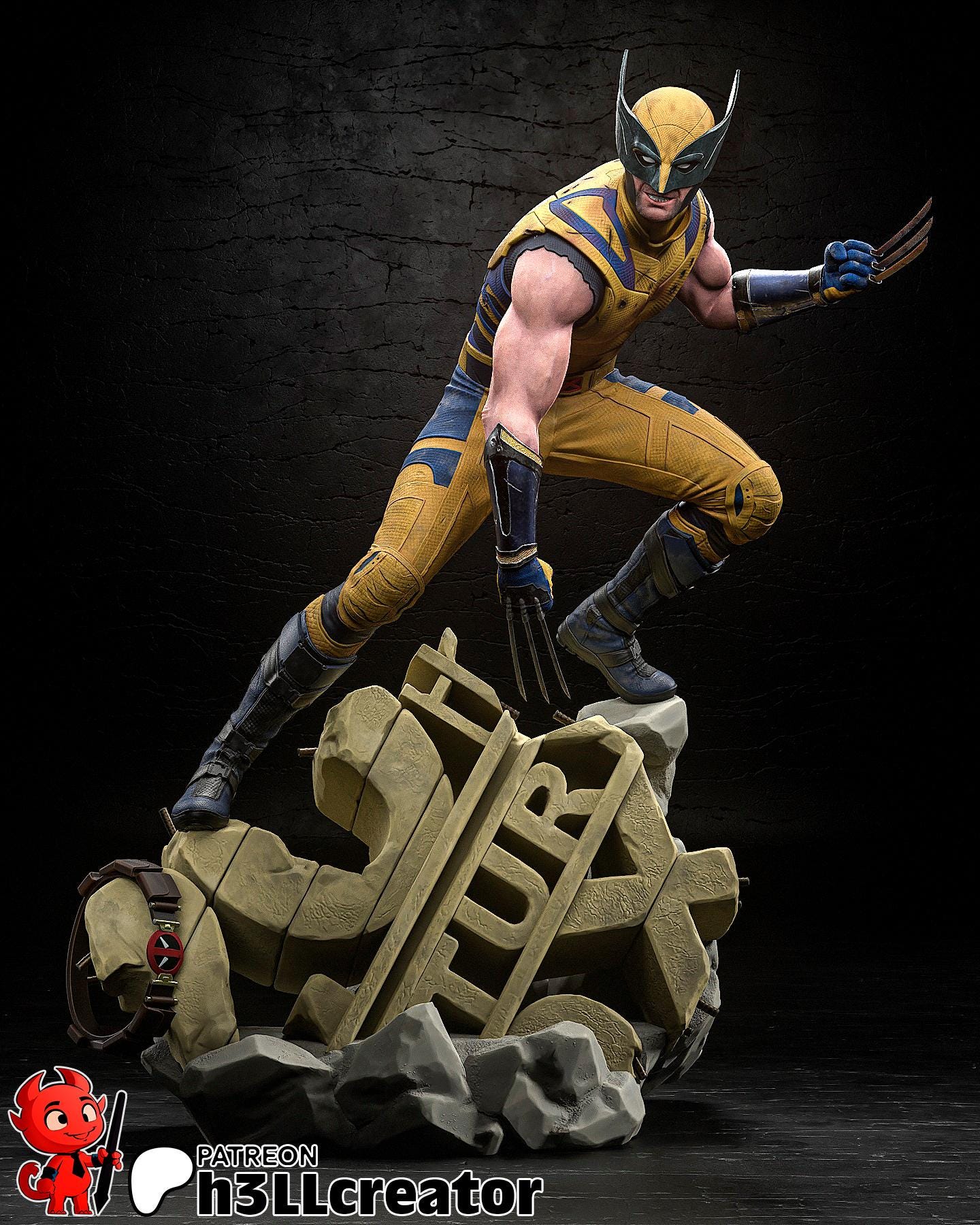 Hugh Jackman Wolverine from Deadpool & Wolverine (fan art) | Full Model or Bust | Miniature scale 1:12 | h3LL Creator | DIY Model Kit