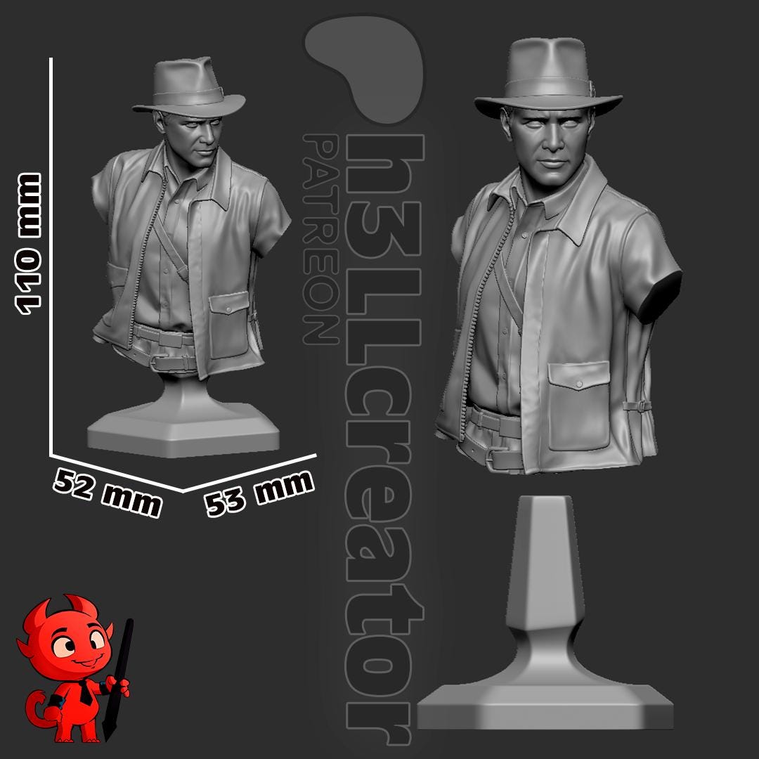 Indiana Jones from Indiana Jones and the Great Circle (fan art) | Full Model or Bust | Miniature scale 1:12 | h3LL Creator | DIY Model Kit
