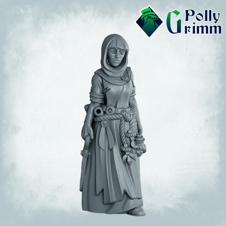 Imperial Humans. Nuns - Fantasy historic miniatures for tabletop games. 28mm / 32mm Resin Figures for RPG