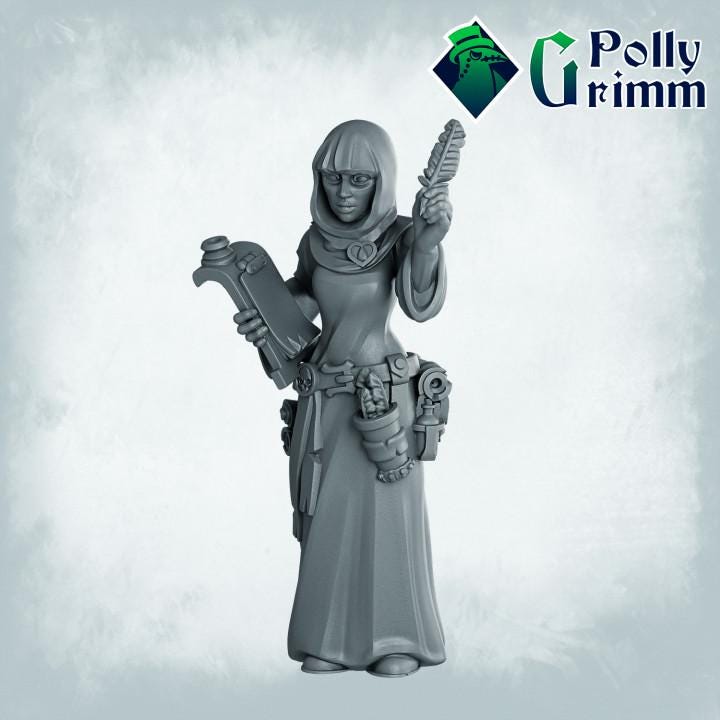 Imperial Humans. Nuns - Fantasy historic miniatures for tabletop games. 28mm / 32mm Resin Figures for RPG