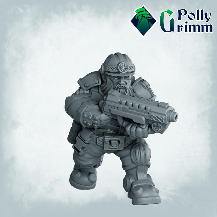 Dwarves set. Space Rocks! Dwarf Miners Set 1 - Sci-fi tabletop miniature. 28mm / 32mm Resin Figures for RPG
