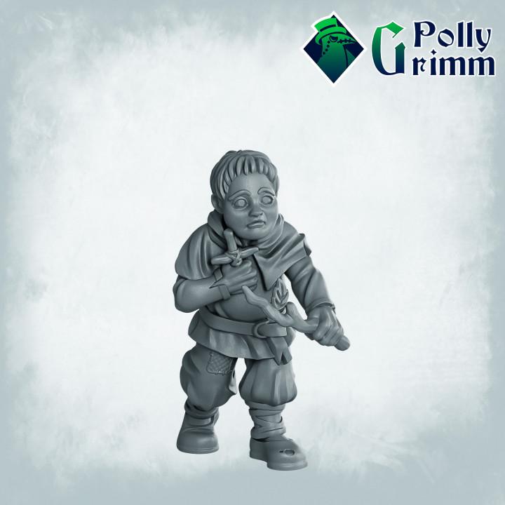 Original scared boy in the woods miniature render