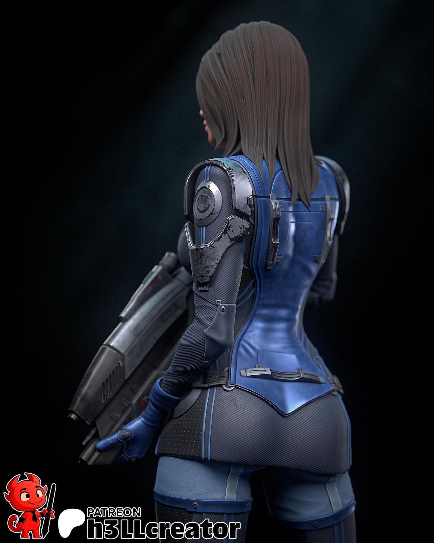 Ashley Williams from Mass Effect (fan art) | Miniature scale 1:15 | h3LL Creator | DIY Model Kit