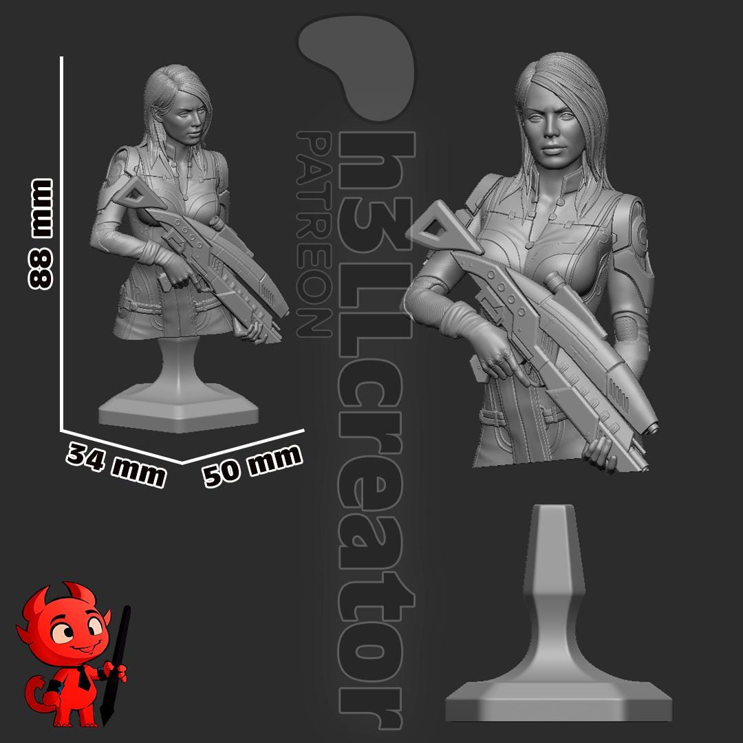Ashley Williams from Mass Effect (fan art) | Miniature scale 1:15 | h3LL Creator | DIY Model Kit