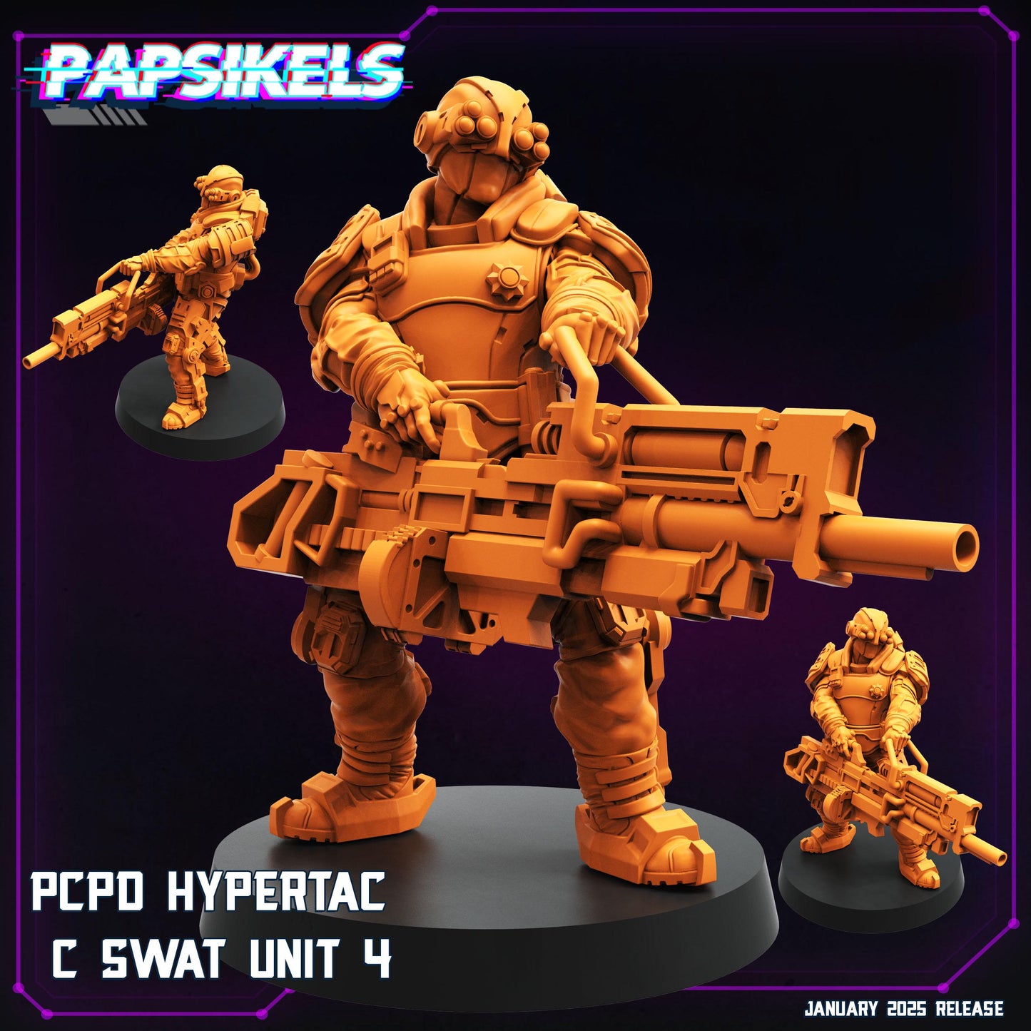 Cyberpunk PCPD Hypertac C Swat Units | Papsikels, Resin Miniature - Tabletop Miniature - 32mm