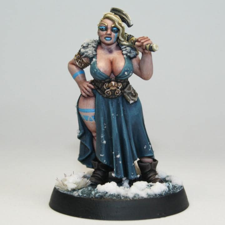Alfhild Northwoman Pinup Miniature - 32mm Skutagaard Saga Figure for D&D, Pathfinder, and TTRPG Games