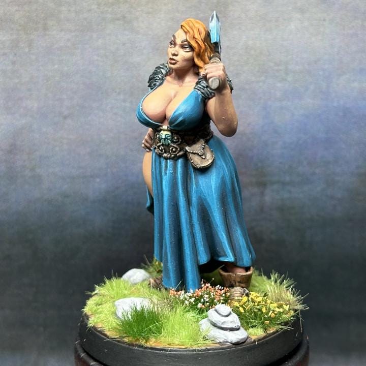 Alfhild Northwoman Pinup Miniature - 32mm Skutagaard Saga Figure for D&D, Pathfinder, and TTRPG Games