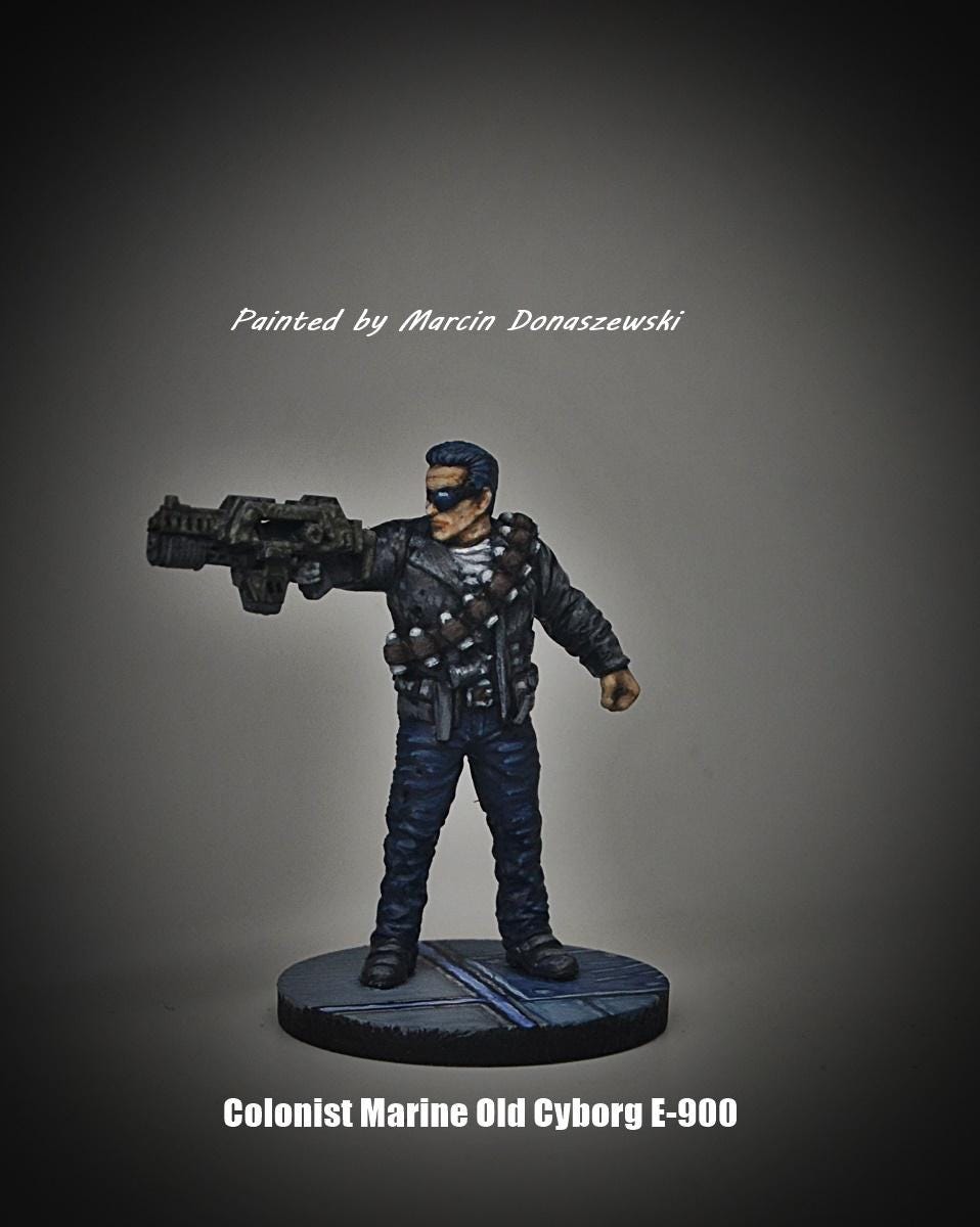 Cyberpunk Colonist Marine Cyborg Hero E-900 Exterminator Miniature 32mm Scale RPG Figurine